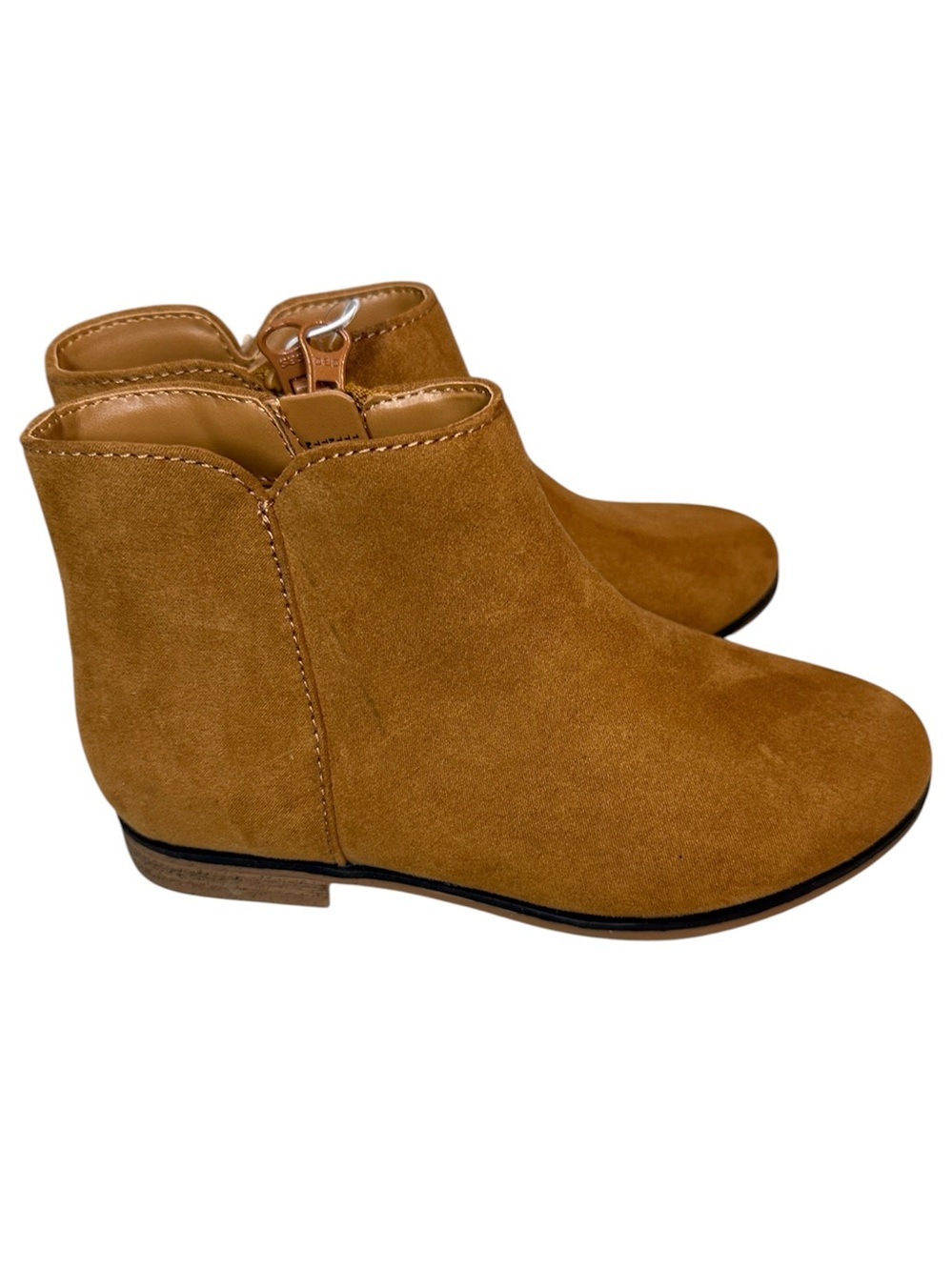 Cat & Jack kids light brown cognac Penelope ankle boots zippers new faux suede